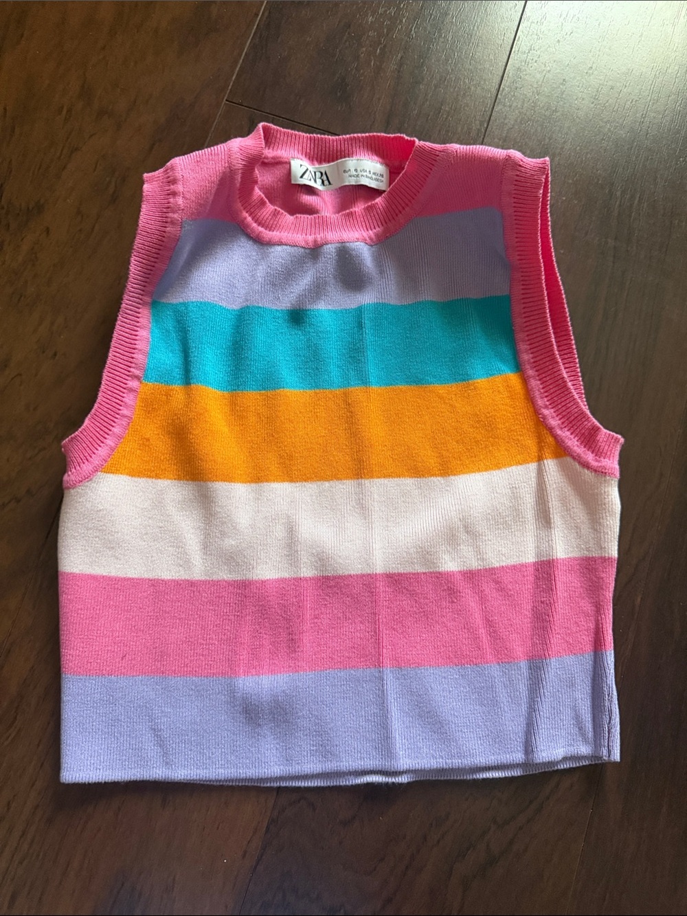 Zara Striped Knit Tank Top - Pink, Turquoise, Orange, Lavender, Cream